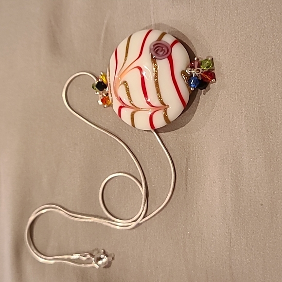 Glass circle sterling silver necklace - Picture 4 of 8